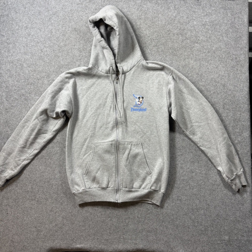 Disneyland Unisex Mickey Mouse Zip Up Hoodie Small Gray Fleece Graphic